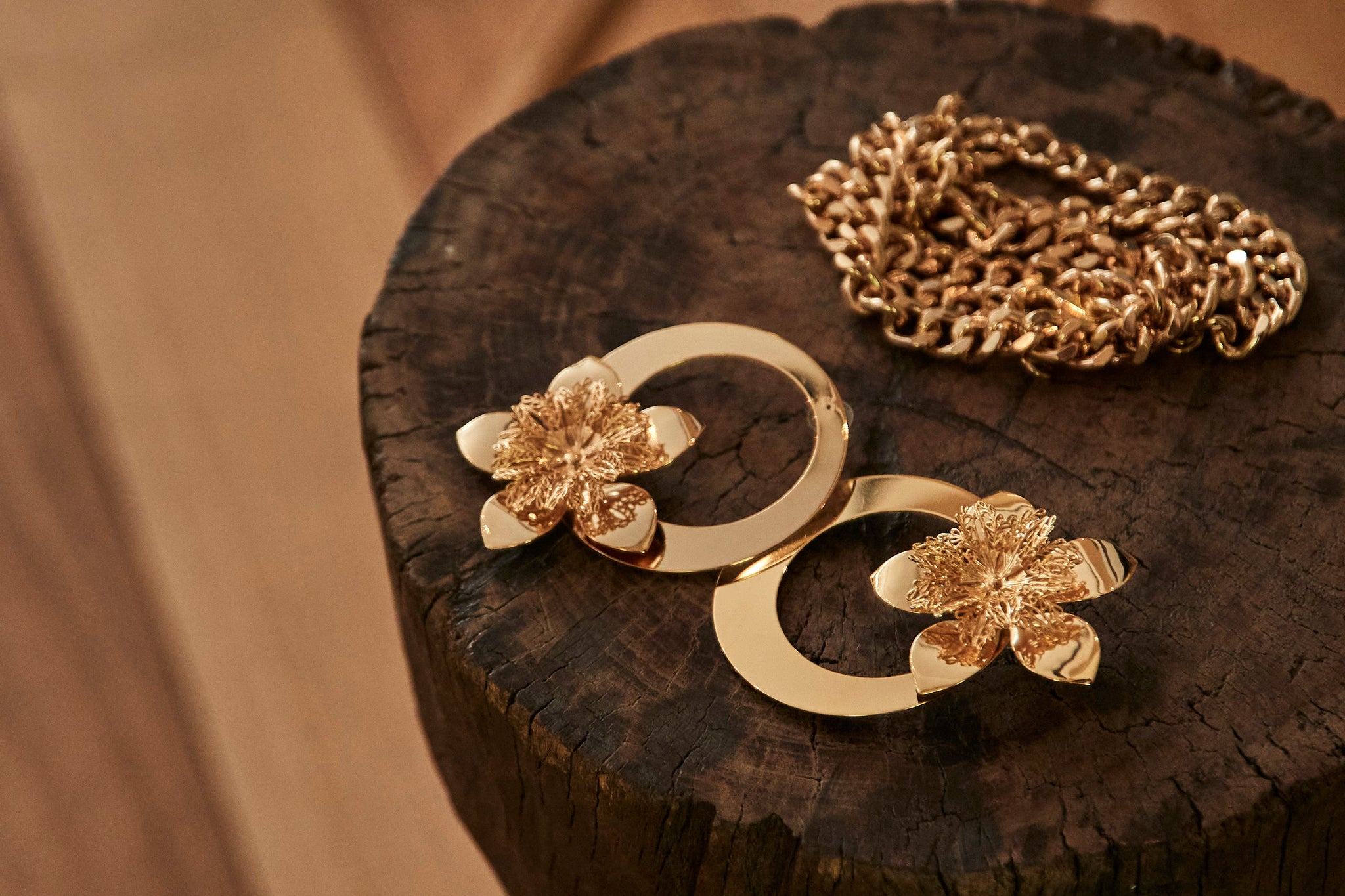 Billie Asymmetrical Floral Hoop Earrings